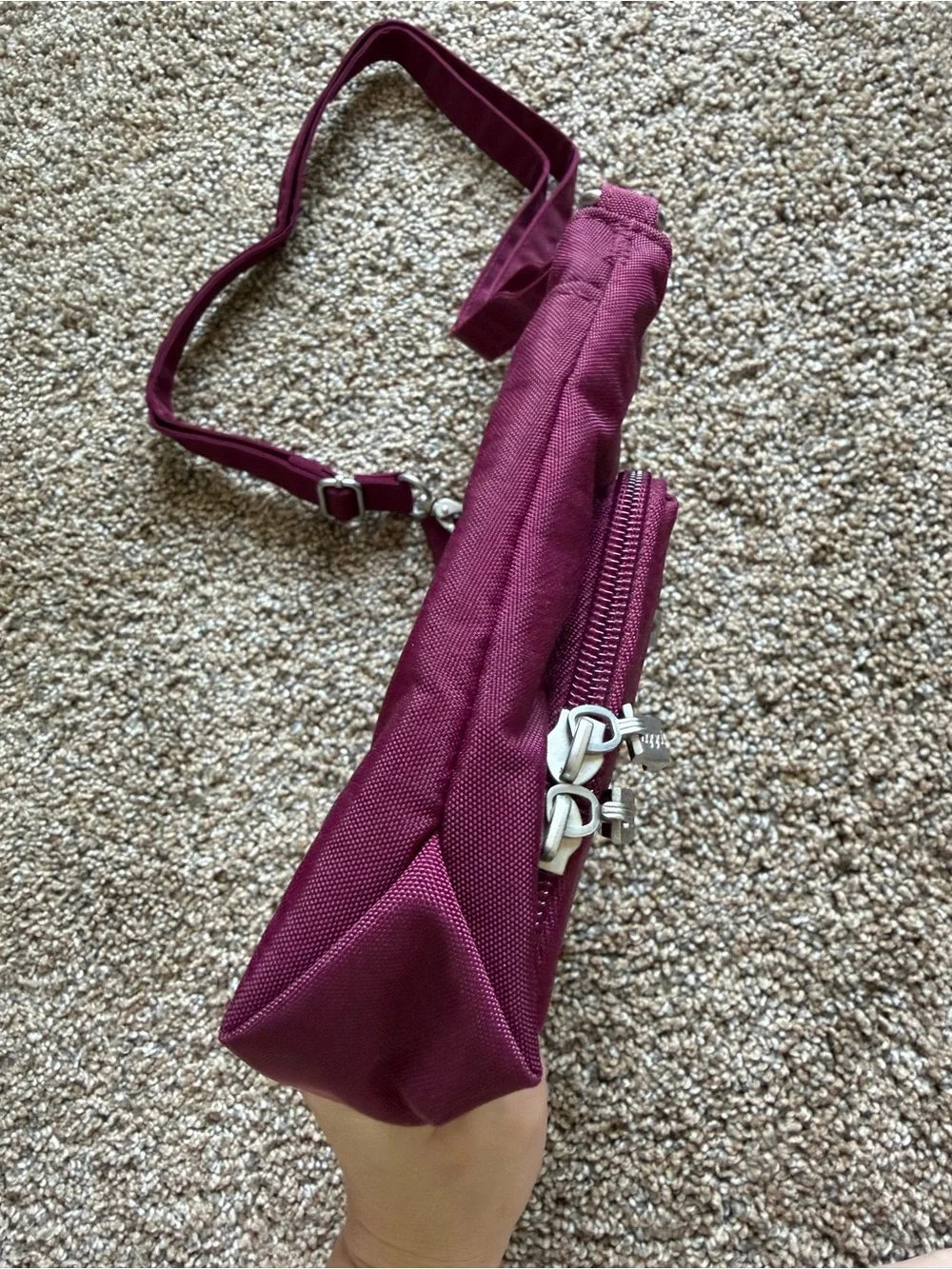 BAGGALLINI Deep Plum Purple Small Nylon Zippered Crossbody Shoulder Bag